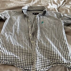 johnnie-O Navy and White Checkered Dress Shirt